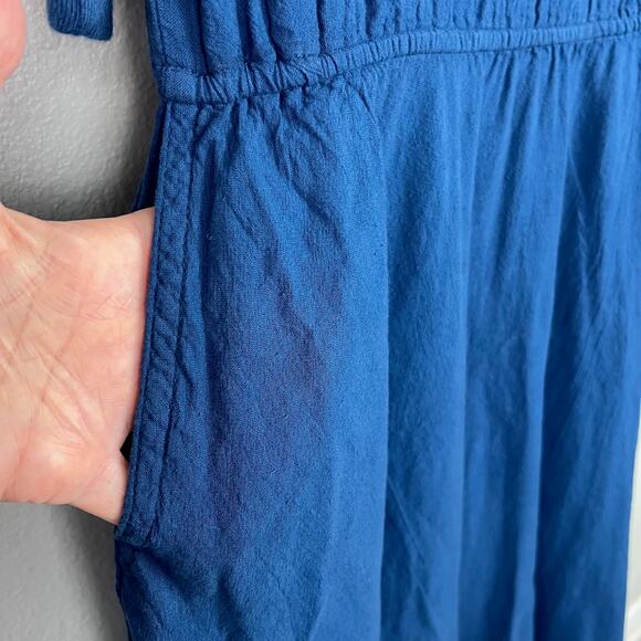 VTG Color Me Cotton CMC LA Drawstrings Sz XS 3/4 Sleeve Blue Long Midi Dress USA - Picture 7 of 8